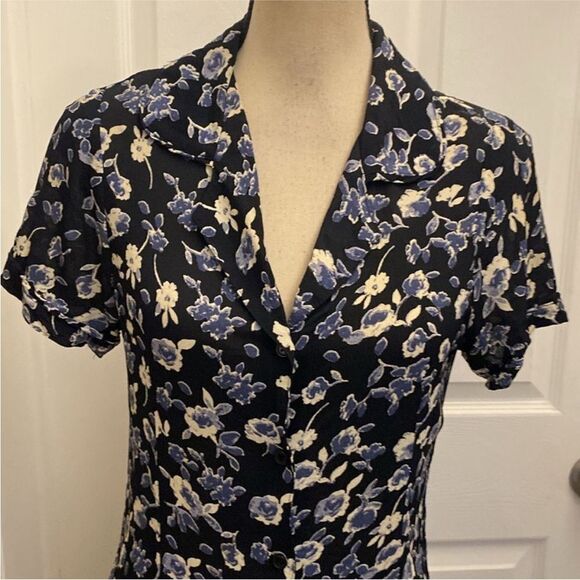 Reformation Navy Floral Mini Dress, US6 - Picture 2 of 9